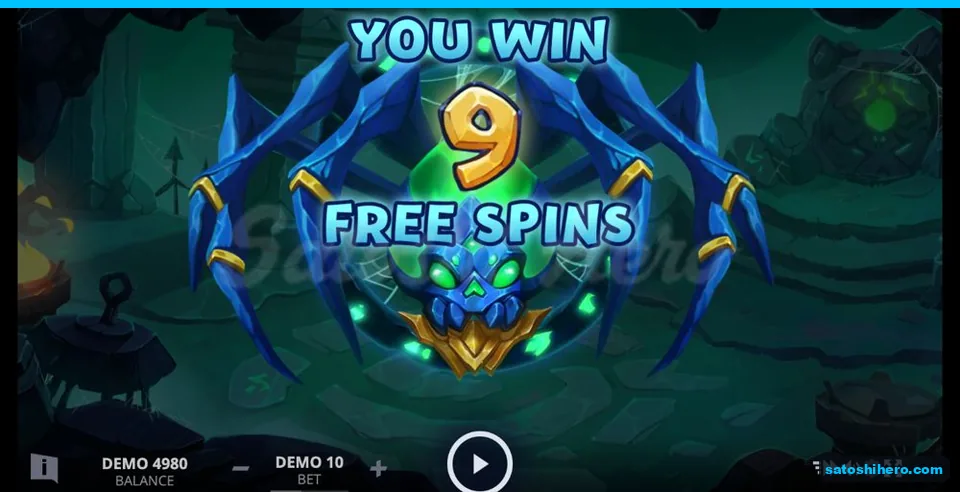 Nine Free Spins announced over a giant blue spider