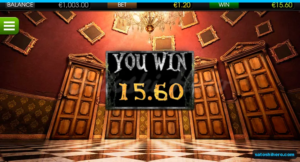 $15.60 win panel appears above five doors