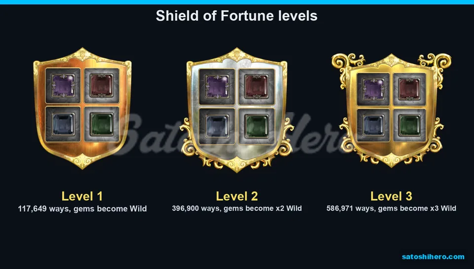 Three shield levels with ways and wild types