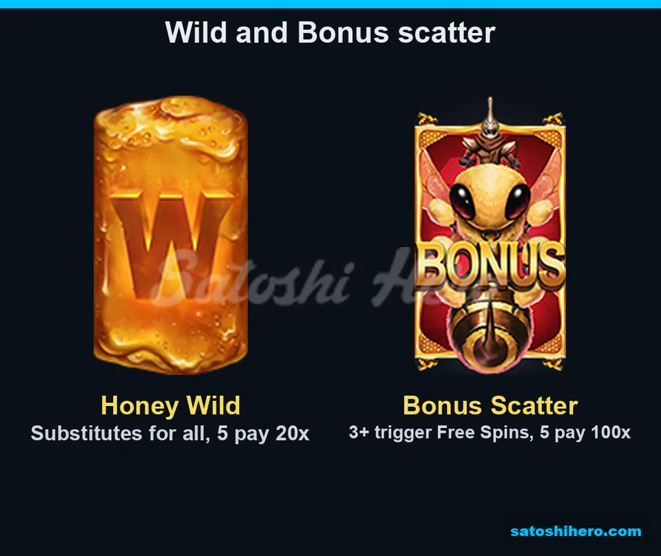 Wild and Bonus scatter symbols with pay notes