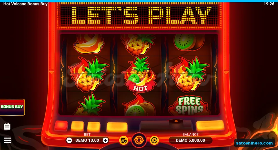 Settled reels with burning fruit and Free Spins badge