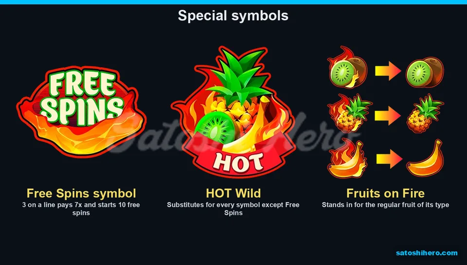 Free Spins badge, HOT Wild and burning fruits
