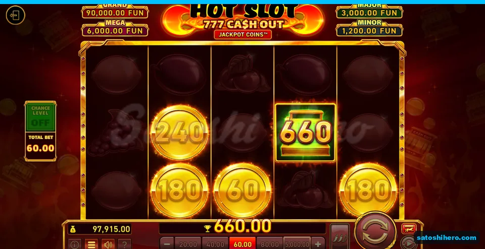 Board dimmed around four coins and 660.00 FUN win