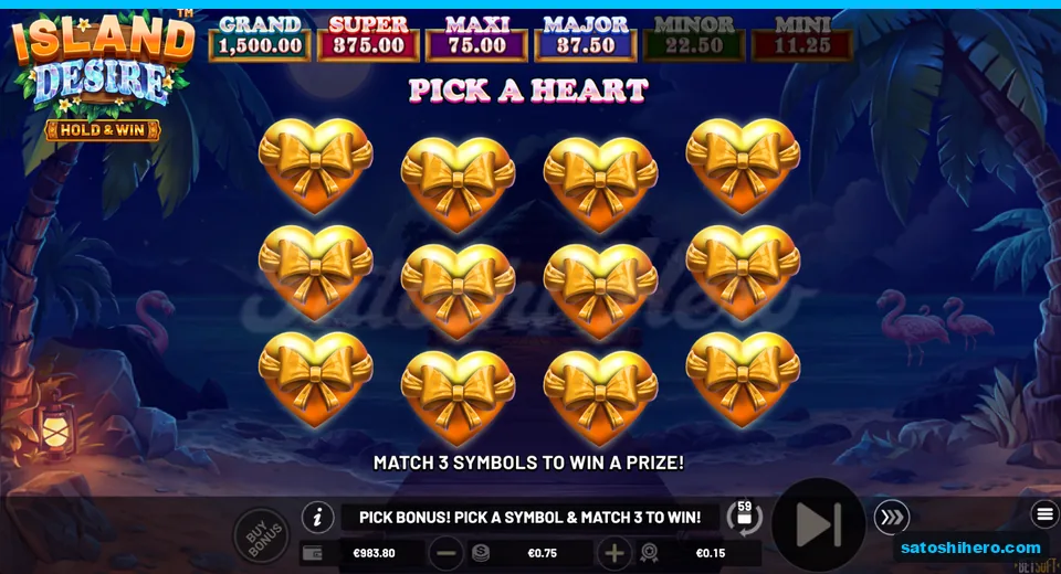 Twelve closed hearts wait on pick screen