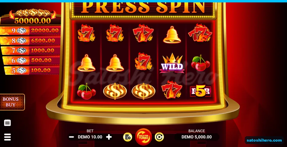 Press Spin banner over fruit reels and ladder