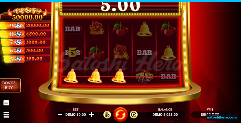 Three bells aligned with 5.00 DEMO win