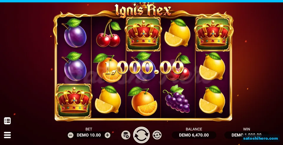 Three Crown Scatters showing a 1,000.00 DEMO win