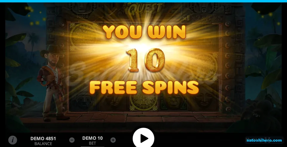 10 Free Spins shown over the dimmed temple grid