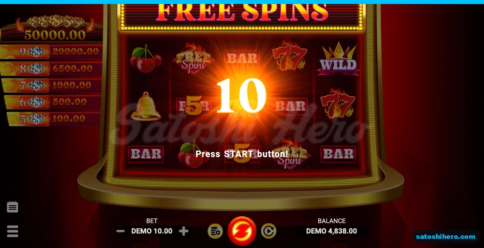 10 free spins awarded with Start prompt