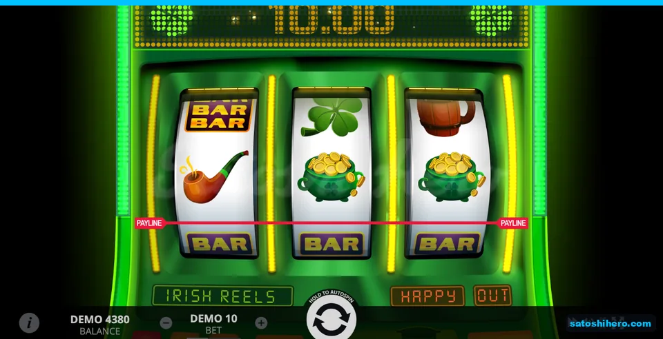 10.00 win shown above three single BAR symbols