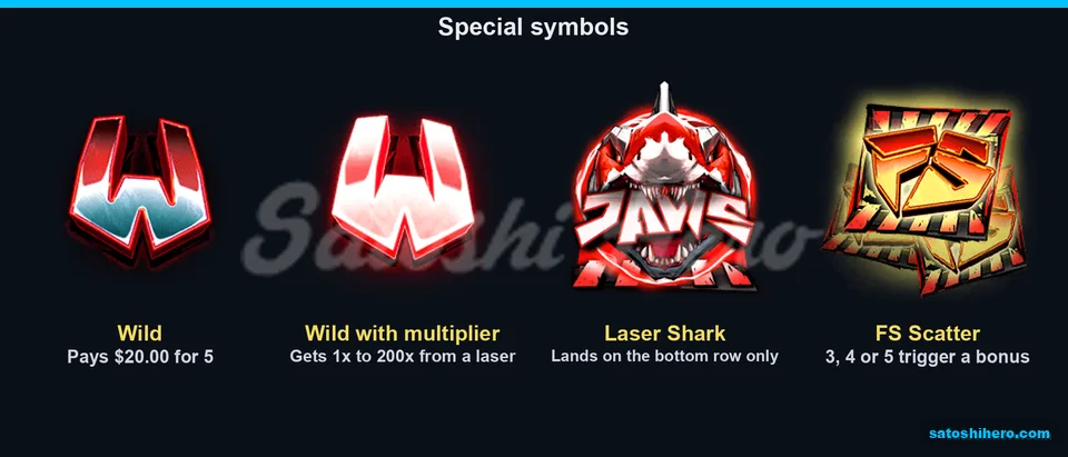 Wild symbols and scatter sit beside Laser Shark