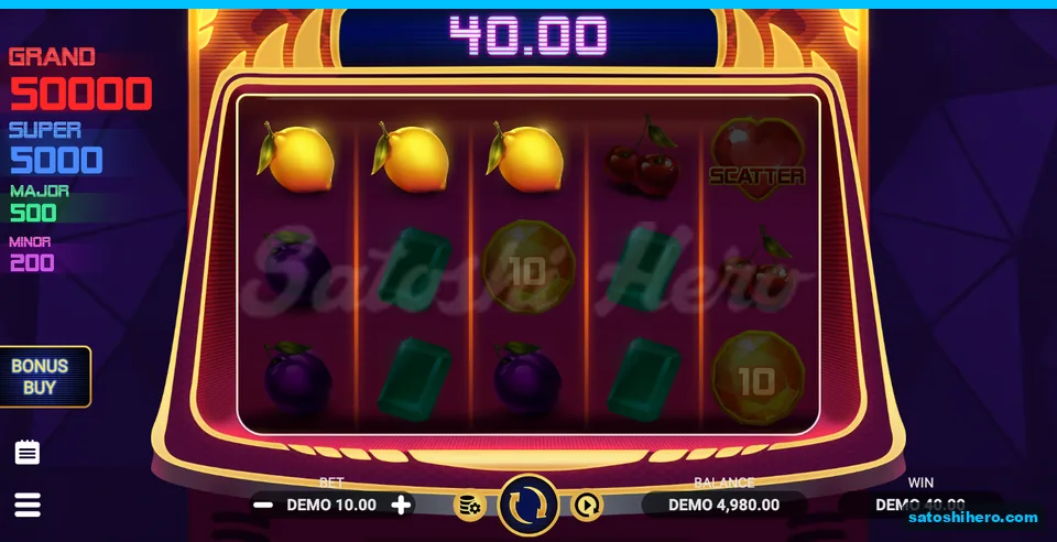 40.00 win shown above three lemons