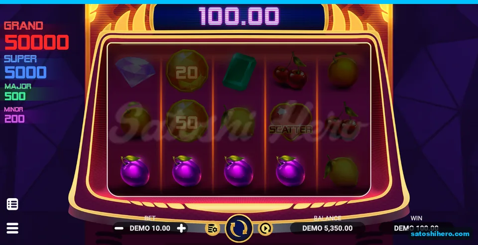 100.00 win shown above four plums on bottom line