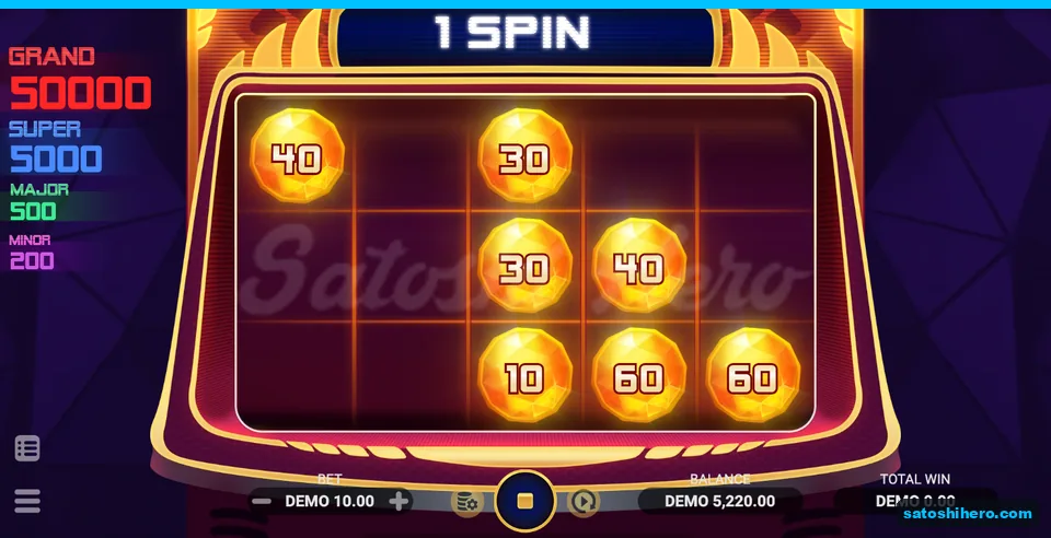 Seven orange coins locked with one spin remaining