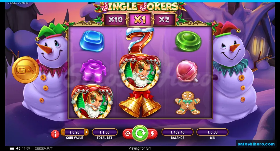 Idle 3x3 grid with candies, gingerbread and Joker wilds