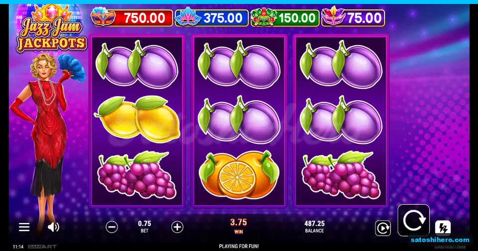 3.75 win shown beneath three top-row plums