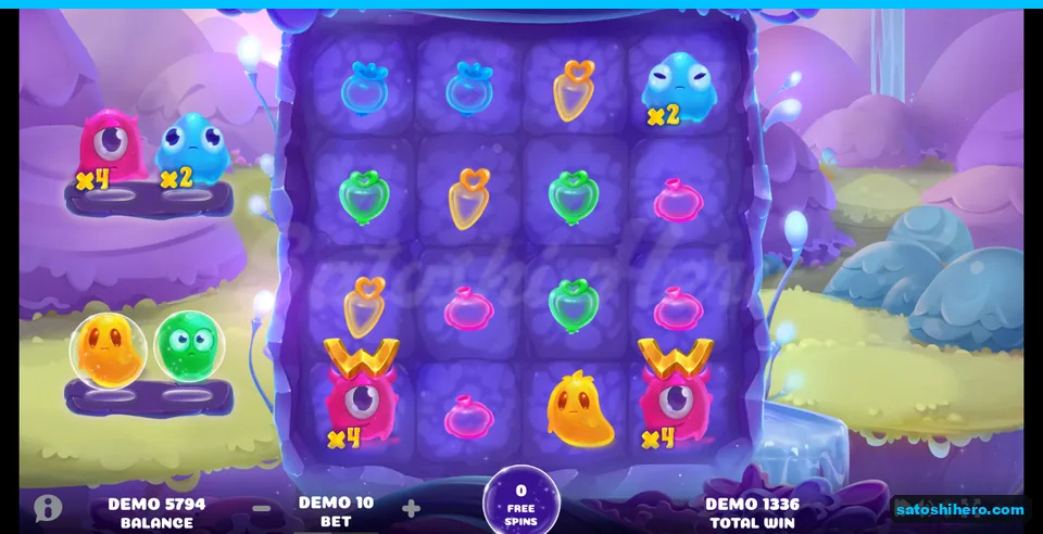 1,336 total win with pink and blue multipliers