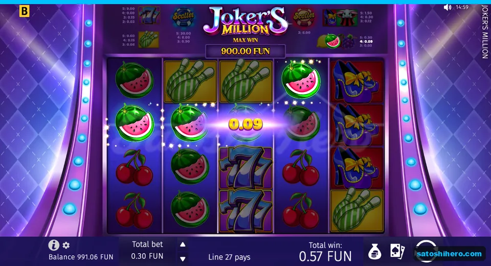 Win screen with highlighted watermelon line