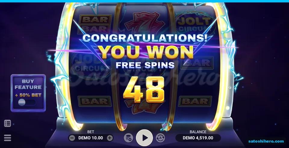 48 Free Spins awarded above reels with 4519.00 balance