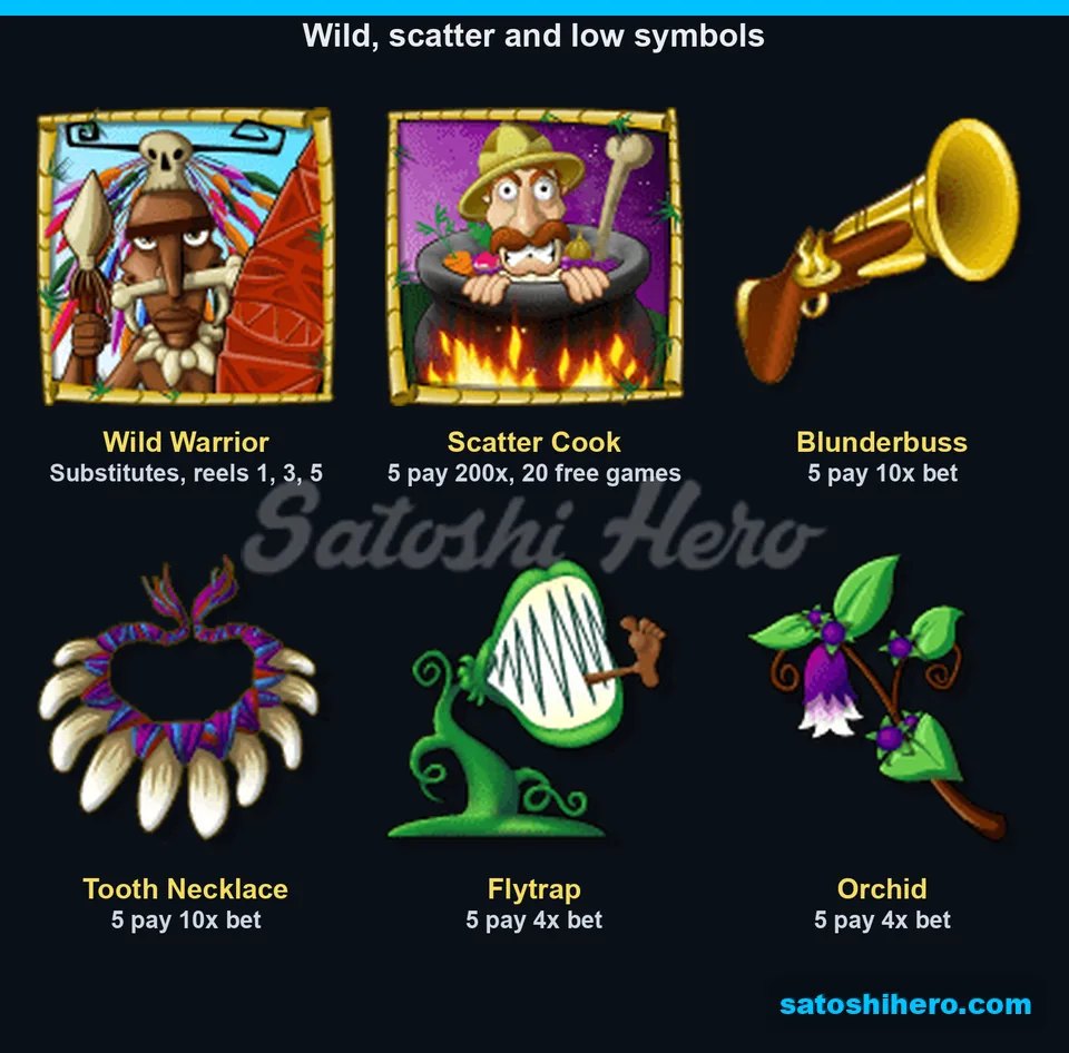 Special-symbol panel opened with Warrior Wild and Scatter Cook