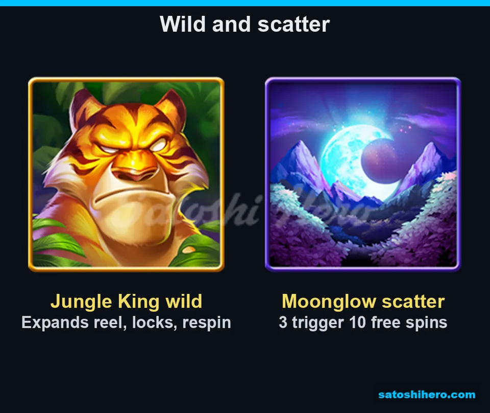 Tiger wild and moon scatter display feature notes