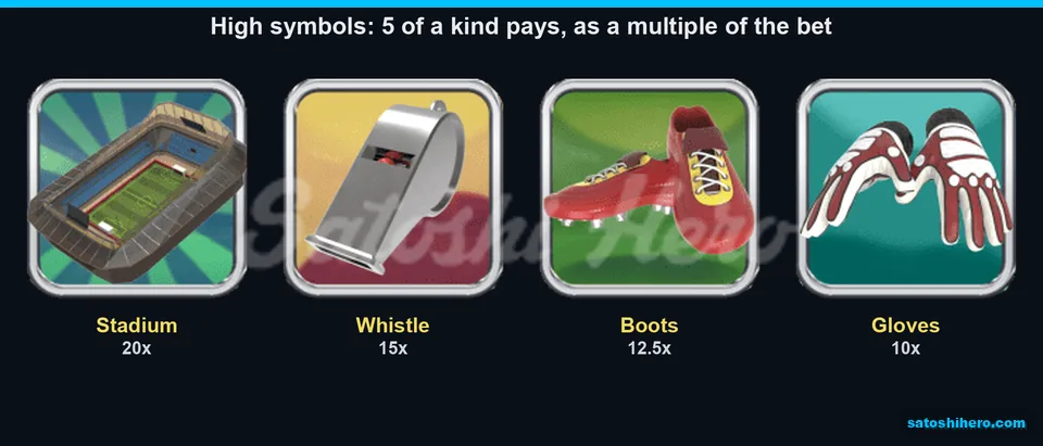 Paytable opened with stadium, whistle, boots and gloves values
