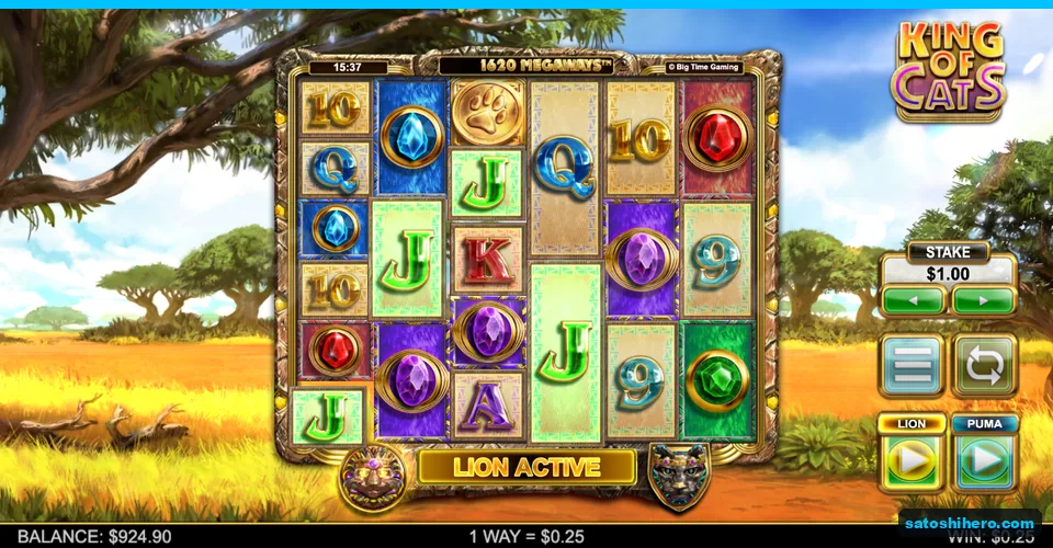 Five-reel board showing a small line win