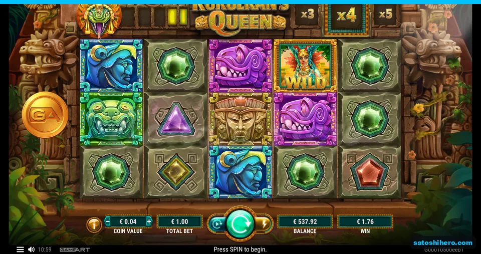 $1.76 win shown with purple serpents and x4 multiplier