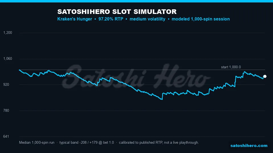 Simulator graph showing 1000-spin balance line