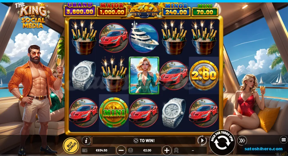 Settled 5x3 reels with luxury symbols and jackpot bar