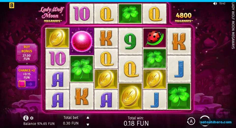Result panel showing 0.18 FUN total win