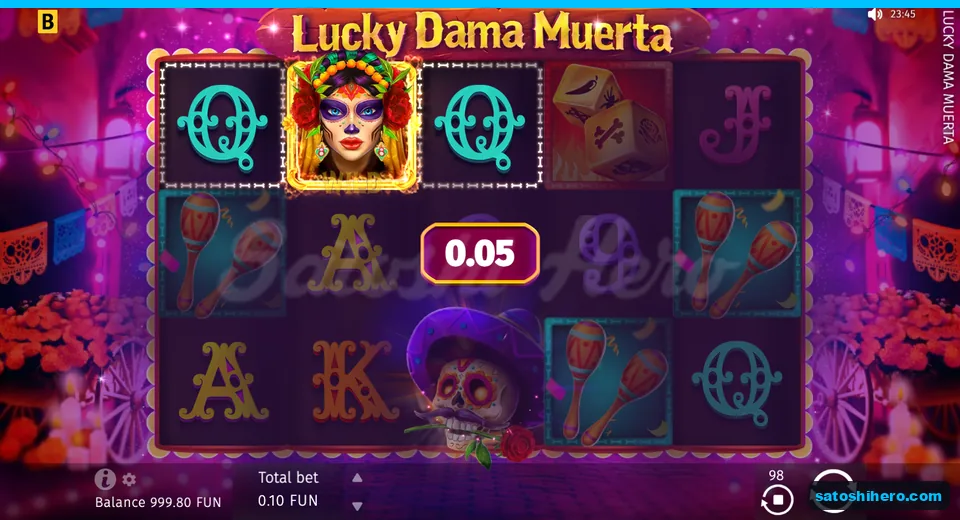 Win plate showing 0.05 FUN line win