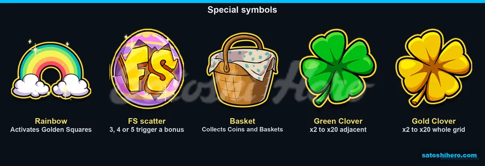 Rainbow scatter Basket and Clover symbols