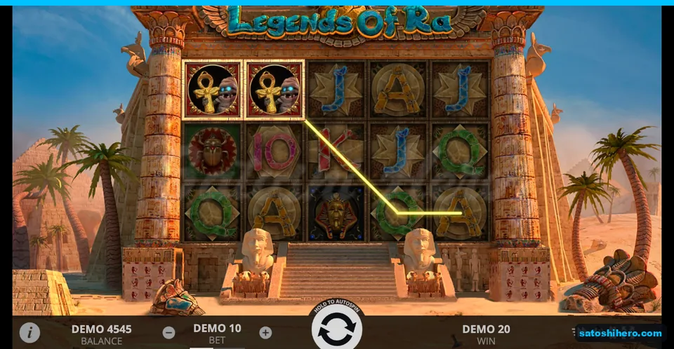 DEMO 20 win with two highlighted Ankhs and yellow payline