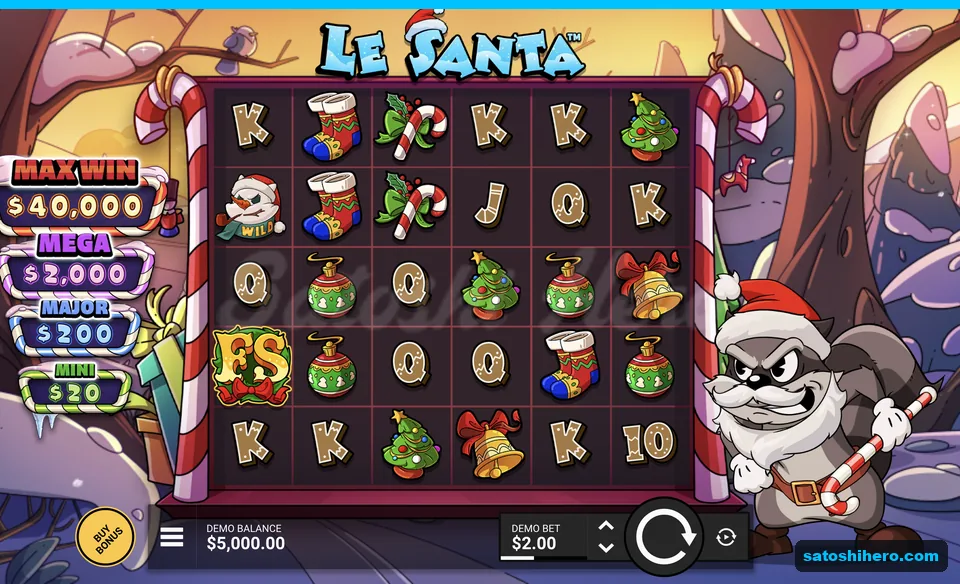 Candy cane grid with Smokey and jackpot sign