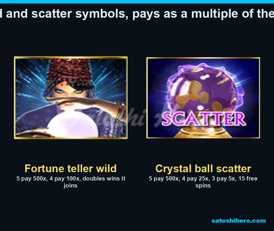 Board showing Wild and crystal ball Scatter symbols