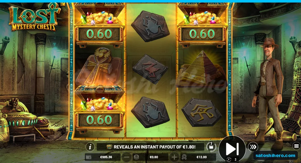 1.80 instant payout shown from three open chests