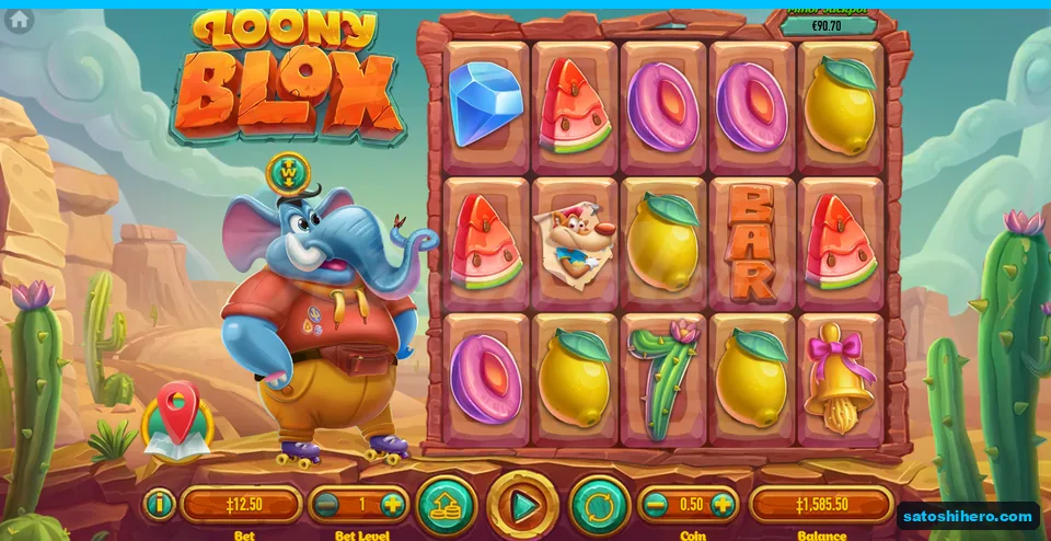 Board settled with fruit tiles and blue elephant
