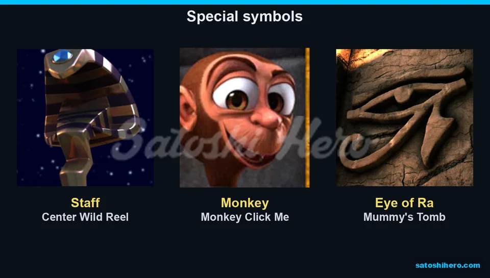 Staff, monkey and Eye symbols displayed