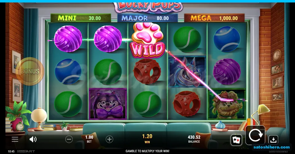 1.20 win shown across two highlighted paylines