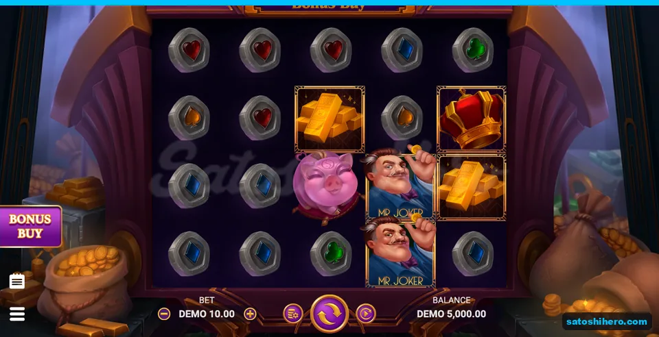 Settled five-reel grid with Joker and piggy