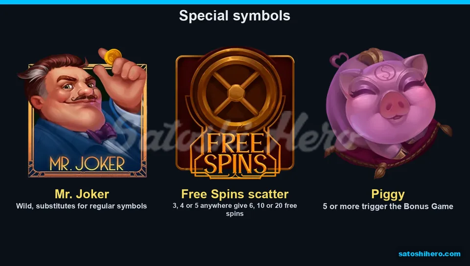 Wild scatter and piggy symbols captioned