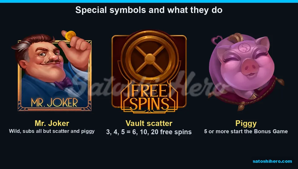 Wild scatter and piggy symbols with notes