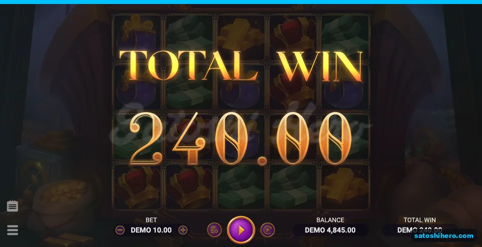 240.00 total shown after six free spins