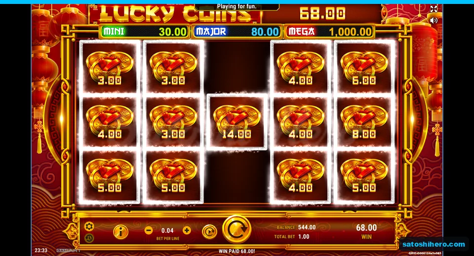 68.00 total shown over thirteen coins