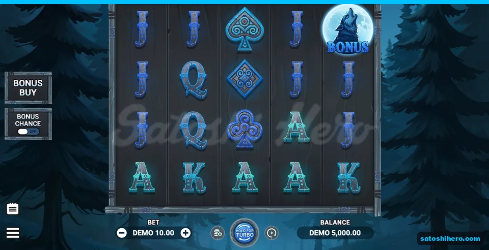 One moon Bonus rests on the five-reel grid