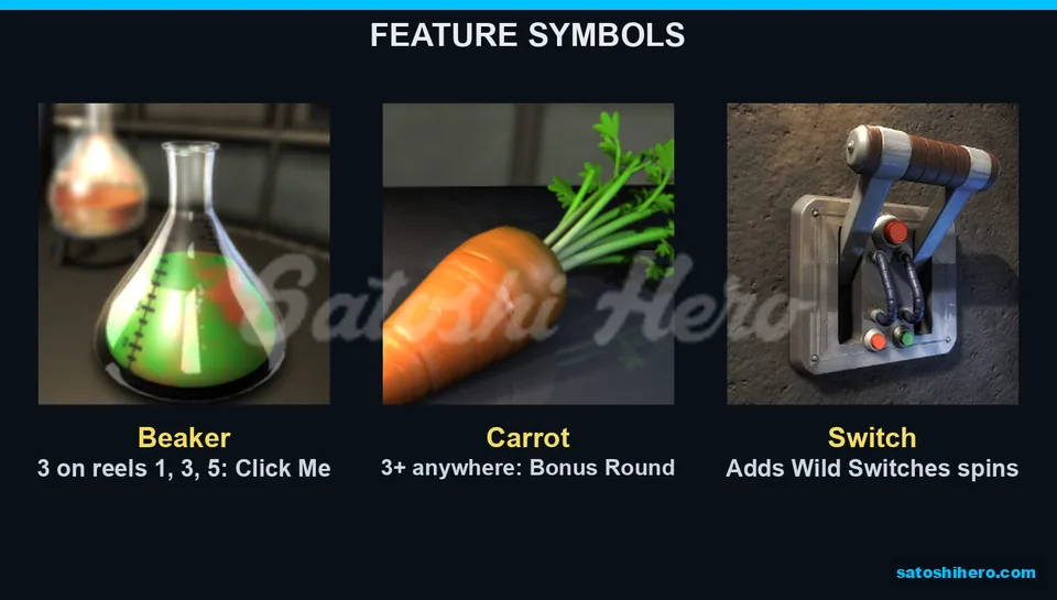 Three feature icons explained on dark tiles
