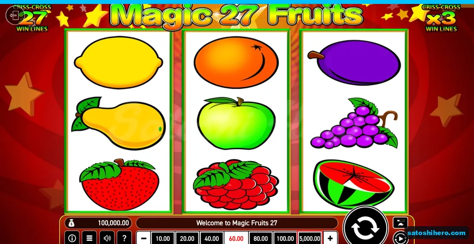 Board before the first spin with nine fruit symbols