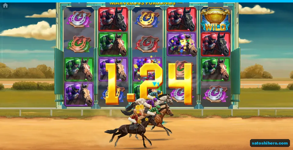Race advanced beneath reels as a $1.24 win appeared