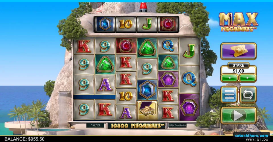 Mid grid with gems and $1.50 win